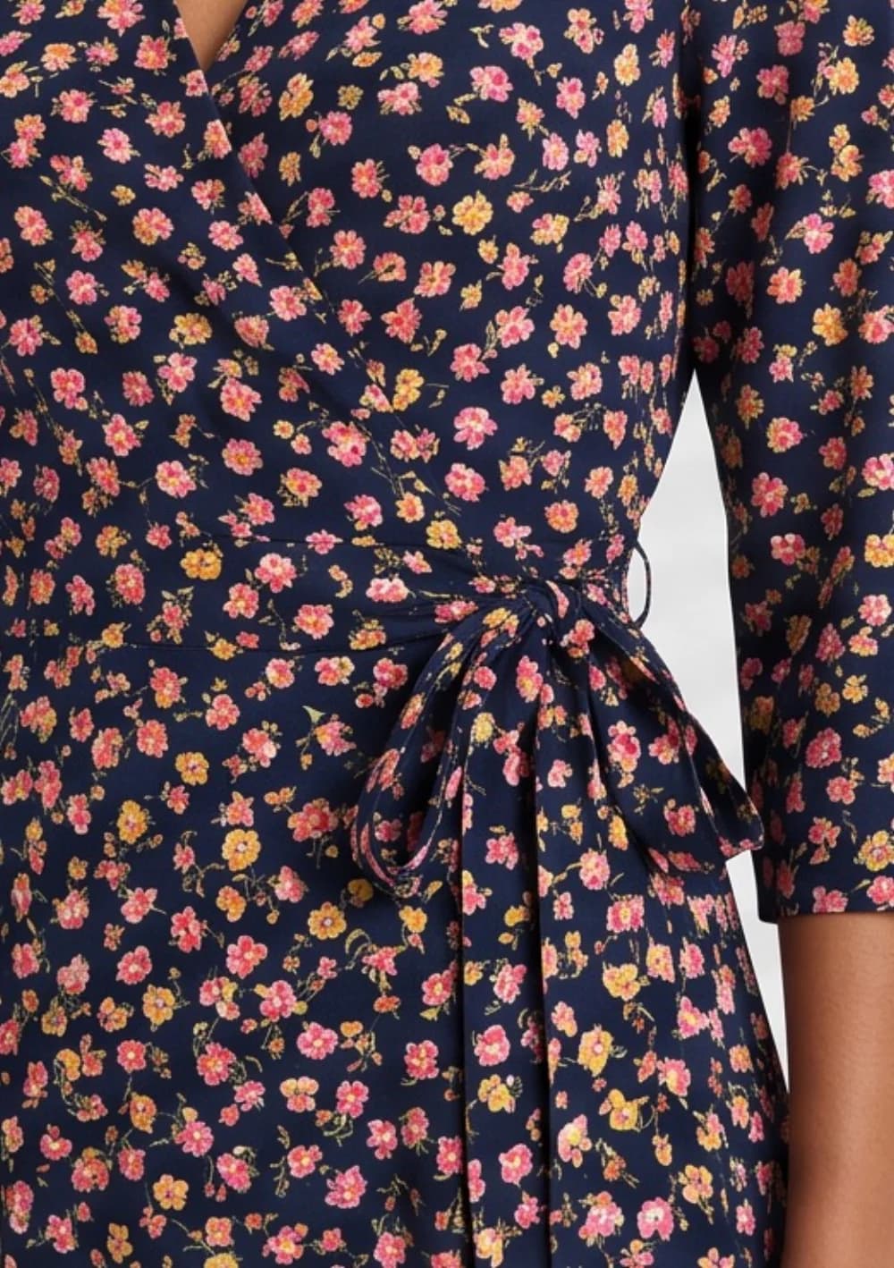 A close-up detail of the garment on the model