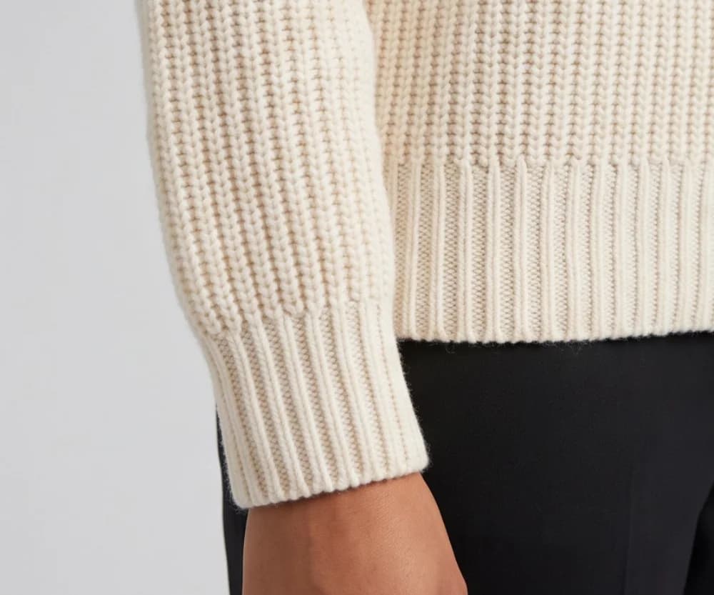 A close-up detail of the garment on the model