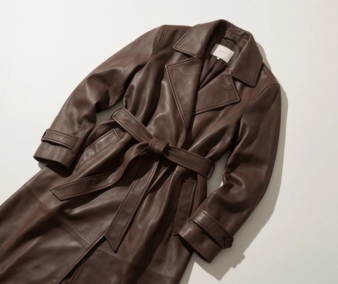 Leather trench coat, original photo