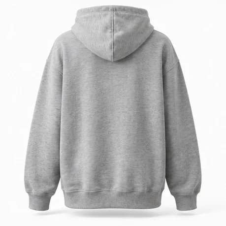 Grey hoodie as a ghost mannequin, Back View