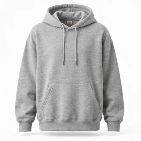 Grey hoodie as a ghost mannequin, Front View
