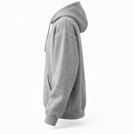 Grey hoodie as a ghost mannequin, Left Side