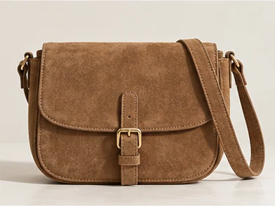 Tan suede crossbody bag