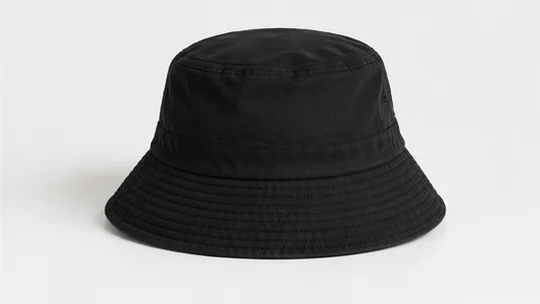 Black cotton bucket hat