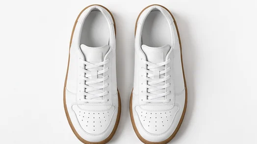 White sneaker pair seen from directly above