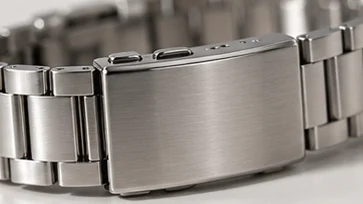 Close-up of the steel bracelet clasp