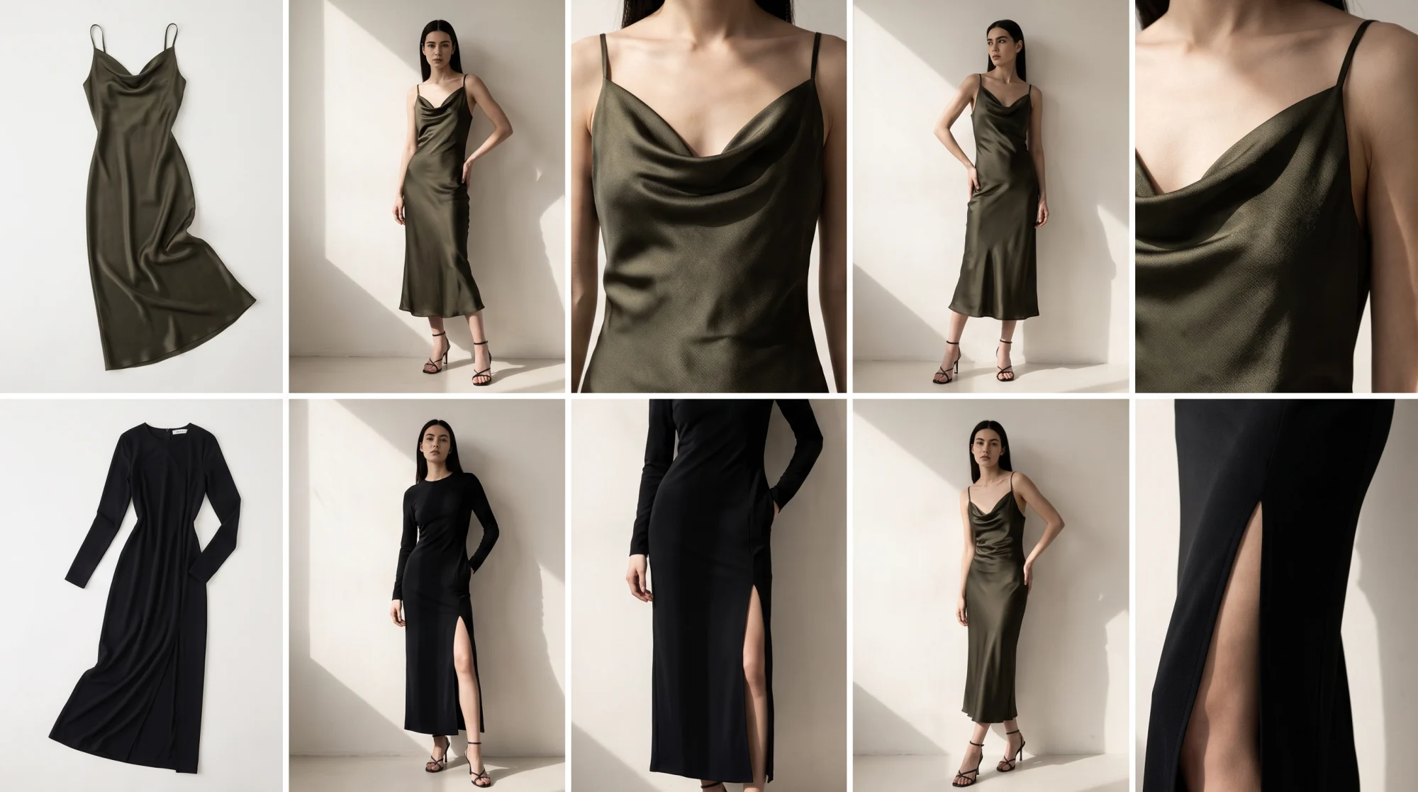 One AI model wearing six different looks