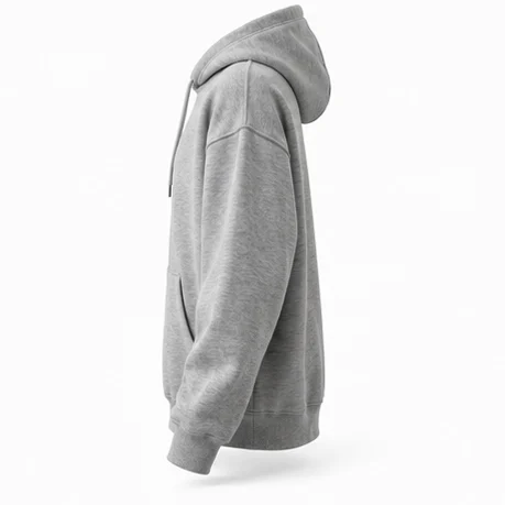 Grey hoodie as a ghost mannequin, Left Side